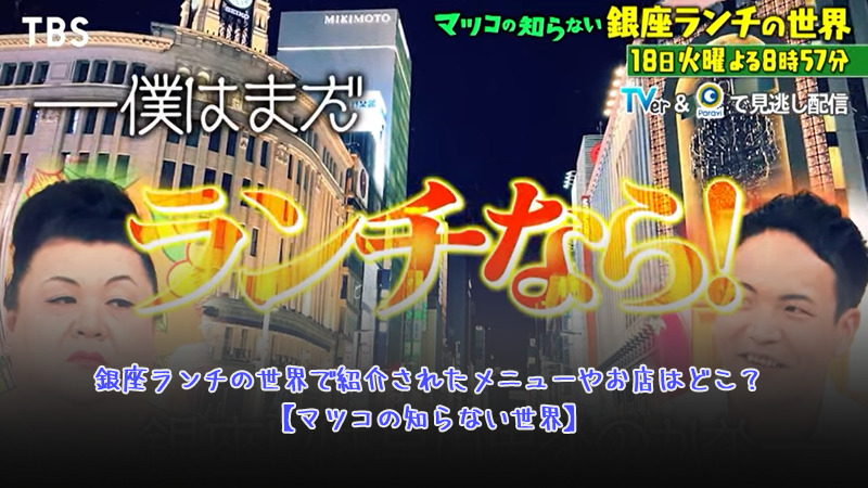 銀座ランチの世界で紹介されたメニューやお店はどこ？【マツコの知らない世界】